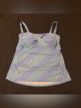 Catalina Lavender & Mint Striped Tankini Top